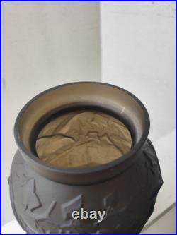 Superbe vase art déco verre fumé pressé moulé oiseau 30cm Goût Avesn
