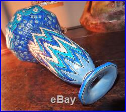 Superbe vase soliflore émaux de Longwy ART DECO bleu très bel état