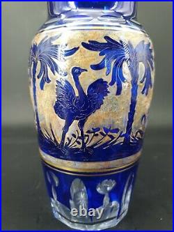 Théodor BIENERT, vase en cristal à décor d'éléphant, cristal Bohème ART DECO