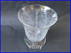 Très rare vase cristal de Baccarat décor de poissons corail art déco vers 1940