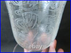 Très rare vase cristal de Baccarat décor de poissons corail art déco vers 1940