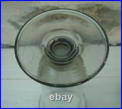 V50 TB Vase Ogive Verre Transparent Grisé Soufflé H=24cm Art Deco Fait Main