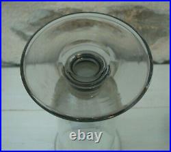 V50 TB Vase Ogive Verre Transparent Grisé Soufflé H=24cm Art Deco Fait Main