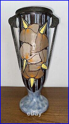 VASE ART DECO ANCIEN GRÈS ÉMAILLÉ signé LOUIS DAGE (1885 1963) & EUGENE VAL