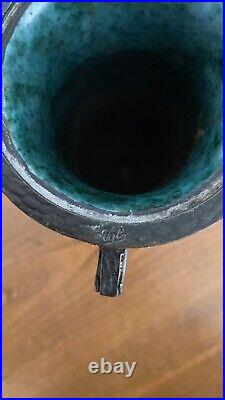 VASE ART DECO ANCIEN GRÈS ÉMAILLÉ signé LOUIS DAGE (1885 1963) & EUGENE VAL