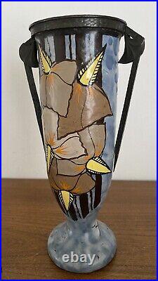 VASE ART DECO ANCIEN GRÈS ÉMAILLÉ signé LOUIS DAGE (1885 1963) & EUGENE VAL