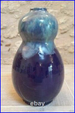 VASE ART DECO BLEU CERAMIQUE CAB Bordeaux ART EN GRES VERNISSÉ FELIX GETE