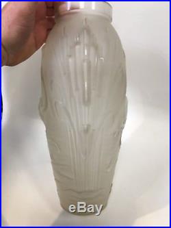 VASE ETLING AUX FLAMANDS ART DECO french glass verre moulé pressé no lalique