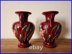 VASE au POISSON Céramique Rouge, Signé CAB / Art Deco 1930 / années 30 VASE au POISSON Céramique Rouge, Signé CAB / Art Deco 1930 / années 30