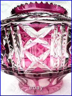 Val Saint Lambert Louis Vase Cristal Doublé De Couleur Coloré Rubis Art Deco Ao