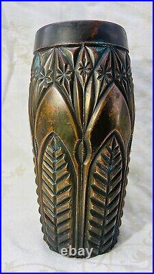 Val Saint Lambert Vase Leon Ledru Galvanoplastie Cuivre Metal Art Deco