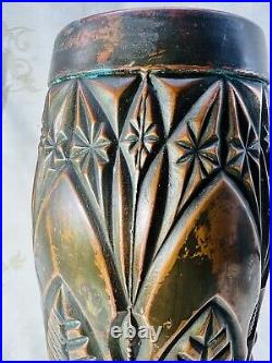 Val Saint Lambert Vase Leon Ledru Galvanoplastie Cuivre Metal Art Deco