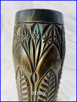 Val Saint Lambert Vase Leon Ledru Galvanoplastie Cuivre Metal Art Deco