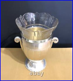 Vase ART DECO métal argenté BOUILLET BOURDELLE BB 22 cm Cristal Table Fleurs Vase ART DECO métal argenté BOUILLET BOURDELLE BB 22 cm Cristal Table Fleurs