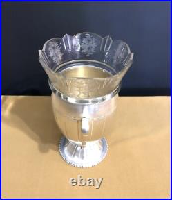 Vase ART DECO métal argenté BOUILLET BOURDELLE BB 22 cm Cristal Table Fleurs Vase ART DECO métal argenté BOUILLET BOURDELLE BB 22 cm Cristal Table Fleurs