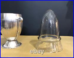 Vase ART DECO métal argenté BOUILLET BOURDELLE BB 22 cm Cristal Table Fleurs Vase ART DECO métal argenté BOUILLET BOURDELLE BB 22 cm Cristal Table Fleurs