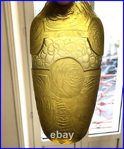 Vase ART DECO verre gravé à l'acide signé MONTJOYE SD 21 cm SAINT DENIS cristal