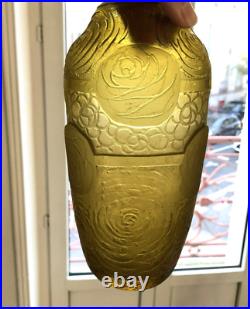 Vase ART DECO verre gravé à l'acide signé MONTJOYE SD 21 cm SAINT DENIS cristal