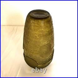 Vase ART DECO verre gravé à l'acide signé MONTJOYE SD 21 cm SAINT DENIS cristal
