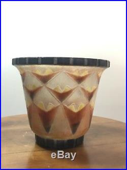 Vase A Palmettes Gabriel Argy-Rousseau Art Deco Glass Pate De Verre