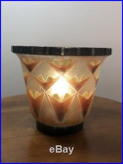 Vase A Palmettes Gabriel Argy-Rousseau Art Deco Glass Pate De Verre