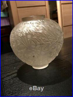 Vase Ancien René Lalique Modèle Gui Art Deco Verre Glass 1920 rare 18x17cm