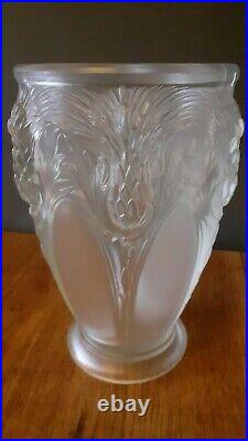 Vase Art Déco 1930 décor de Chardons verre moulé signé Verlys France