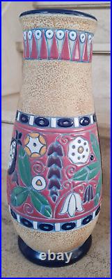 Vase Art Déco Amphora Czechoslovakia Tchécoslovaquie Faïence émaillée