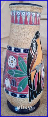 Vase Art Déco Amphora Czechoslovakia Tchécoslovaquie Faïence émaillée