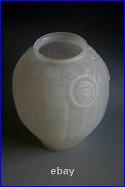 Vase Art Deco Antique Andre Hunebelle En Verre Opalescent