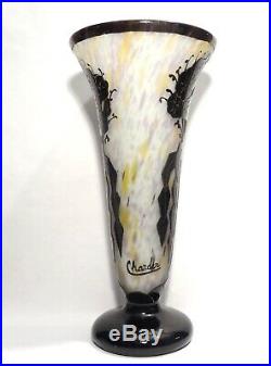 Vase Art Deco Art Nouveau 1925 Signe Charder Schneider Le Verre Francais