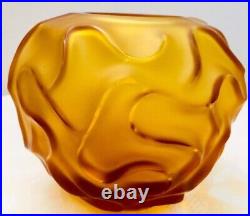 Vase Art Deco Boule Tourbillon Orange CHB Cristallerie De Haute Bretagne