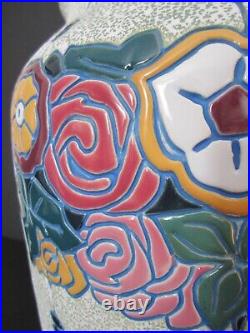 Vase Art Deco Ceramique Amphora/fleurs Stylisees/non Catteau/old Ceramic Vase