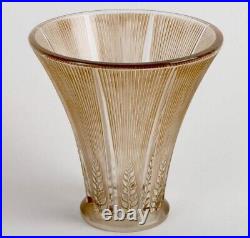 Vase Art Déco Épis Verre Patine Sépia René Lalique R. Lalique Glass