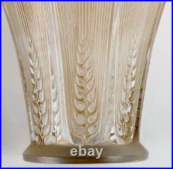 Vase Art Déco Épis Verre Patine Sépia René Lalique R. Lalique Glass