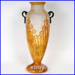 Vase Art Déco Fougères Charder Verre Français Cameo Glass Ferns Schneider