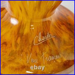 Vase Art Déco Fougères Charder Verre Français Cameo Glass Ferns Schneider