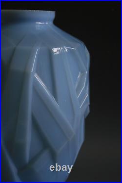 Vase Art Deco Schneider Opaline Blue Glass Circa 1930