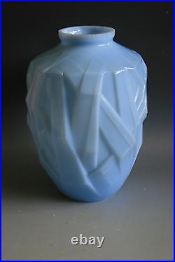 Vase Art Deco Schneider Opaline Blue Glass Circa 1930