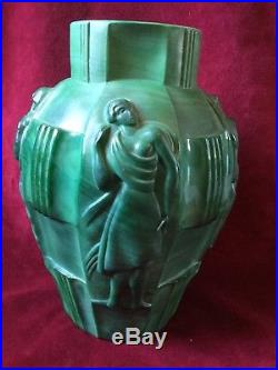 Vase Art Deco, Verre Malachite Par Artur Pleva Pour Curt Schlevogt 1930 1940