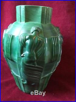 Vase Art Deco, Verre Malachite Par Artur Pleva Pour Curt Schlevogt 1930 1940