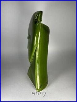 Vase Art Deco cubiste Tête femme 1920 signé Niedekorn numéroté