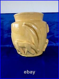 Vase Art Déco en Céramique Terre Cuite Décor dantilope Signé Art Deco vase