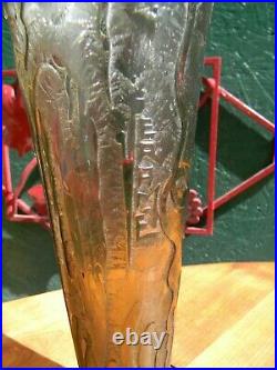 Vase Art Déco en Verre dégagé à l'acide Verame Verrerie d'art de Metz 25,5 cm