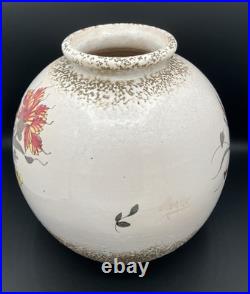 Vase Art Déco signé Louis Dage Céramique peinte à décor floral France 1920 Vase Art Déco signé Louis Dage Céramique peinte à décor floral France 1920
