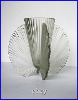 Vase Art Déco verre pressé moulé Pierre D'AVESN 1930 Signé
