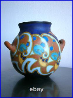 Vase Art déco Céramique Faïence Gouda décor 1930 Ancien