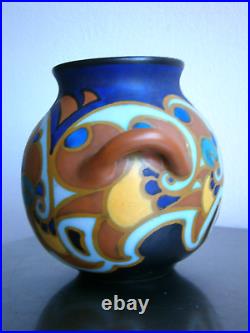 Vase Art déco Céramique Faïence Gouda décor 1930 Ancien