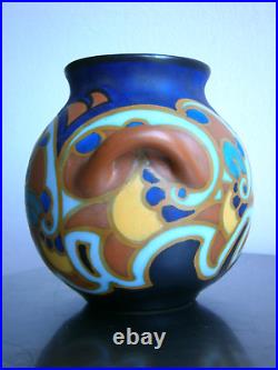 Vase Art déco Céramique Faïence Gouda décor 1930 Ancien