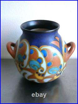 Vase Art déco Céramique Faïence Gouda décor 1930 Ancien